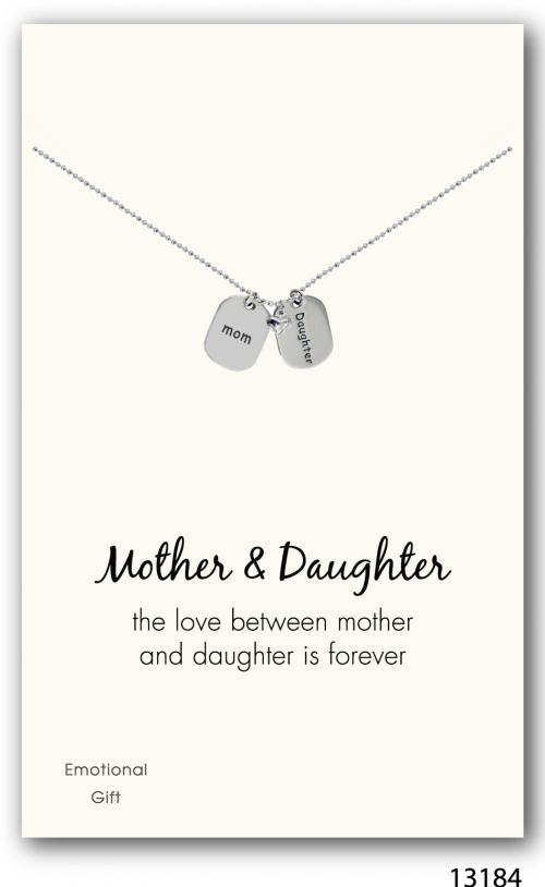 Mom love daughter silver pendant